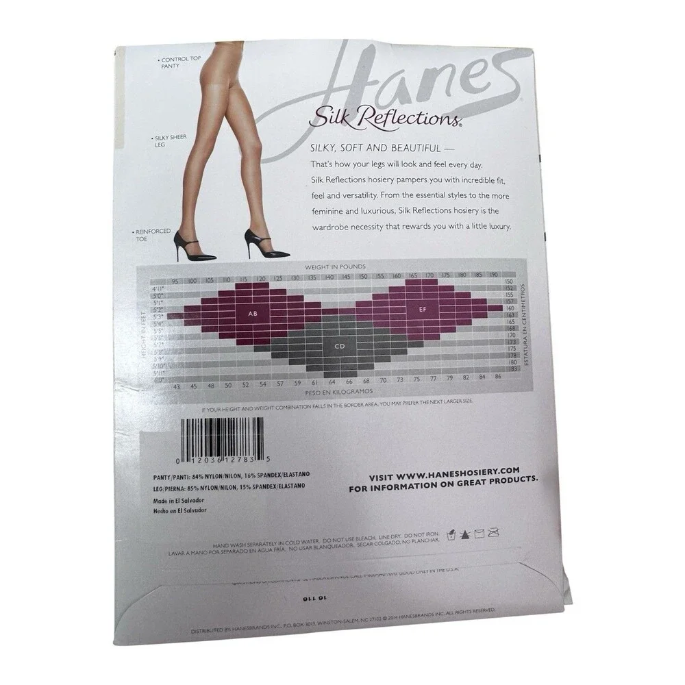 Hanes Silk Reflections Silky Sheer Pearl Control Top Panty Hose Size EF  718